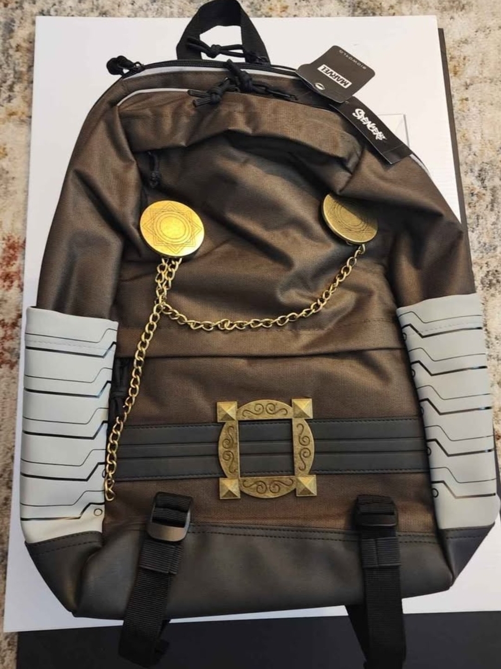 Marvel Bioworld Doctor Doom Cosplay Backpack With Gold Chain Accents. NWT - Picture 4 of 12